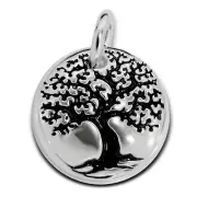 Celtic Tree of Life Tiny Round Sterling Silver Pendant Charm & Necklace