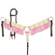 Frosted Pink Purple Mohair One Headstall & Breast Collar Set NEW