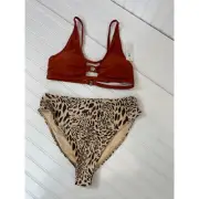 NWT Topshop Animal Print High Cut Bottom - Beachsissi Swim Top 2-PC Bundle L