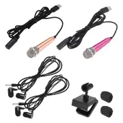 2Pcs Mini Mic Tiny Microphone Type C Bracket Sponge Cover Earphones Gold/Pink