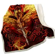 Cool Fantasy Sword Weapon Dragon Flame Blade Throw Blanket