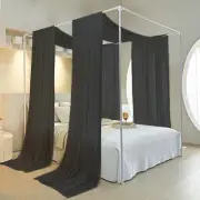 AIKASY Black Bed Canopy Scarf for King - Luxury Sheer Canopy Bed Curtains wit...