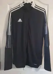 Adidas Aeroready Tiro 21 Mens Sz Medium Full Zip Black White Track Jacket GM7319