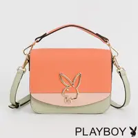 在飛比找momo購物網優惠-【PLAYBOY】翻蓋斜背包 Bunny系列(粉橘色)