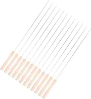 GANAZONO 12pcs Stainless Steel BBQ Skewers with Handle Reusable Barbecue Sticks for Durable Meat Needle Sticks for Outdoor Grilling for Camping