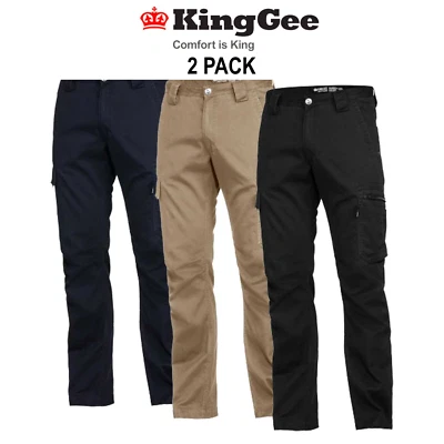 Mens KingGee 2 Pack Summer Tradie Pants Slim Narrow Fit Work Cargo Work K13290