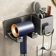 SLTAXAR Hair Dryer Holder Wall No Drilling Hair Dryer Holder for Gluing Hair Dryer Holder Wall Mounted Hair Dryer Holder Bathroom Hair Dryer Holders Black Holder for Hair Dryer Straightener with 2