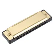 Harmonica 10 Holes 10 Tones C Key Harmonica Mouth Musical Instruments (Gold)