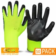 50 Pairs Black/Yellow Safety Work Gloves Mechanic Gloves Multi Purpose Gloves