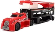 Dickie Toys 203747003 Race and Store Stack & Store Red Car Transporter with Exit Ramp, Launchpad & Space for 28 Vehicles