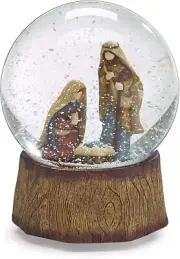 Classic Christmas Nativity Snow Globe with Silent Night Melody - Tabletop Decor