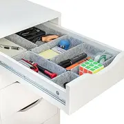 [Rajas] Goods Drawer Organizer Compatible with Ikea Alex Drawer Unit, 10-Piece Modular Felt Tray Organizer Set, Perfect Fit (Light)