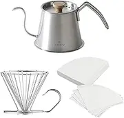 KOGU Shimomura Sales Hand Drip Set of 3 (Made in Japan) Coffee Pot Dripper Paper Filter for 2 to 4 Cups, Easy to Use, Tsubamesanjo 45235, Gift, Birthday, Christmas, Anniversary, Gift