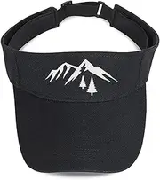 [NRUXT] Visor Hats for Women Mountain Tree Sun Hat for Men Black Running Visors Adjustable Cooling Stretchy Sun Visor Fit Travel Empty Top UV Protection Women Visor Hat for Beach Hiking Golf, Mountain