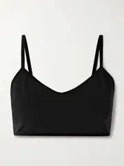 [THE PARK] THE PARK - Chloe Velvet-trimmed Stretch-tencel™ Lyocell Jersey Bralette - Black - medium medium Black