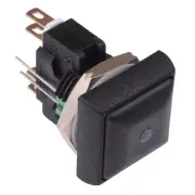 APEM Green LED Black Button Square 16mm Momentary Push Button Switch DPDT 5A