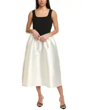 Julia Jordan Scuba Crepe & Solid Mikado Midi Dress