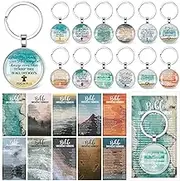 Junkin Christian Gifts Bulk Christian Keychain Bible Verse Emergency Number Bookmark Scripture Religious Card for Church