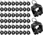 40 PCS Plastic Curtain Runners, Drapery Rail Sliding Gliders for Windows, Shower, Ceiling - Black