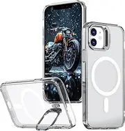 ELEPIK for iPhone 11 Case, [Compatible with MagSafe] [Military-Grade Protective] [Built-in Adjustable Stand] Slim Protective Matte Silicone iPhone 11 Phone Case, Clear