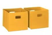 RiverRidge 2pc Folding Toy Storage Bin Set Square Organizer COLOR YELLOW