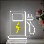 Hanging Art Neon Signs Charging Sign LED Neon Sign USB Powered Dimmer Decor Night Light For Garage Parking Lot Charging Station Market