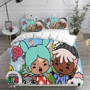 v4951 Bed Sheets Toca Life World Duvet Cover Bedding Set Pillowcase /3Pcs Bed Sheets IU4951