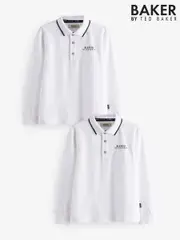 Baker by Ted Baker Long Sleeve Polo Shirts 2 Pack (E33215) | $39 - $48