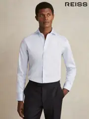 Reiss Soft Blue Storm Slim Regular Fit Cotton-Twill Two-Fold Shirt Slim-Fit (AN2397) | $180