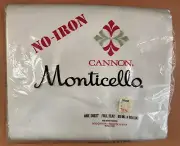 Vintage CANNON MILLS MONTICELLO No Iron WHITE MUSLIN Full Flat Sheet NOS SEALED
