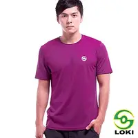 在飛比找PChome24h購物優惠-LOKI 男 VANA 圓領抗UV短袖排汗衣(男)(紫酒) 