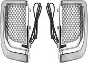 Indicators Flowing Turn Signal Motorcycle Lower Fairing Grill LED Turn Signal Running Light For Harley Road Glide Ultra Electra Glide CVO Street Glide 14-22 Turn Signal Indicator(Chrome)