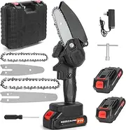4inch & 6 Inch Electric Chainsaw Cordless, Mini Chainsaw Cordless with 2 Batteries, Battery Powered Mini Chain Saw with Safety Lock,Handheld Battery Chainsaw for Wood Tree Cutting