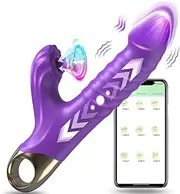 Sex Toys for Women Thrusting Vibrator Dildo - G Spot Stimulator Clitoral with 10 Mode Vibration with Thrust and Sucking, Rabbit Vibrators Adult Sex Toy for Women and Couple (Purple)