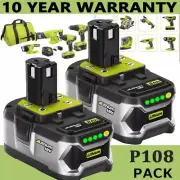 2Pack For RYOBI P108 18V One Plus High Capacity Battery 8.0Ah Lithium Battery