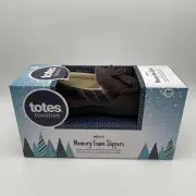 New Totes Men's Microterry Moccasin Memory Foam Slippers M (8-9 )Brown