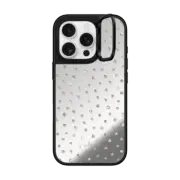 iPhone 16 Pro Mirror Ring Stand Case MagSafe Compatible Girly Gold Dots by Nature Magick - Shimmery Gold Glitter Polka Dot + Clear