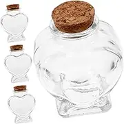 ABOOFAN 4Pcs Heart Shaped Decorative Glass Bottles with Cork Stoppers Mini Clear Jars for DIY Crafts Romantic Wedding Party Favors Elegant Souvenirs and Home Decor