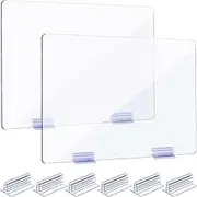 Weysat 6pcs Counter Desk Acrylic Panels Holder and 2 Pcs Acrylic Desk Divider Partition for Business, Office, School 24 x 16 Inches, Fasten Panels from 1/ 8 Inch to 1/ 4 Inch Thick