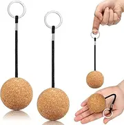 2-Piece 2 Inch/50 mm Floating Cork Keyring Buoyant Wooden Ball Float Keychain for Boating, Fishing, Kayaking, Surfing, Sailing, Canoe Water Sports Accessories, Black