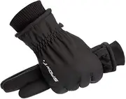 [Forwelly] Outdoor ski Gloves, Black Plush Gloves, Warm, Waterproof, Windproof, Touch Screen Gloves, Thickened Long Gloves