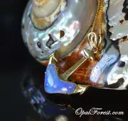 18K Gold Australian Solid Crystal Opal Pendant Blue Ocean Anchor necklace Gift