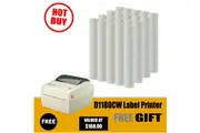 100 Rolls 100 x 150mm (4"x6") Direct Thermal Permanent Label, 300 Labels Per Roll + Free Gift D1180CW Label Printers