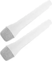 2pcs Realistic Fake Microphone Props Lightweight Pretend Play Microphone Model for Parties Birthdays and Cosplay Safe and Sturdy Design for Adults