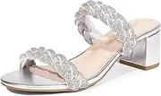 [DREAM PAIRS] Women's Two Braided Strap Low Heels for Women Open Toe Block Chunky Heels Sandals Holiday Party Wedding Dress Pumps Shoes