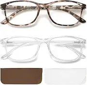 AJYADO Reading Glasses for Women Men Blue Light Blocking Women Magnification Reader Glass Anti UV Glasses Fashion Unbreakable, Turtle & Clear, 1