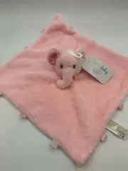 NEW KELLYTOY Baby Pink ELEPHANT Ribbon Rattle Security Soft Lovey Plush Tags