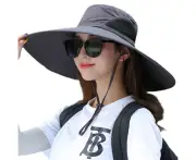 Hat Men'S Sun Visor Fishing Hat Big Hat Sunscreen Uv Fisherman'S Hat Summer Sun Hat,Dark Grey