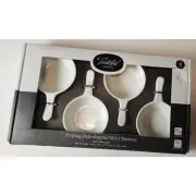 White Porcelain Mini Tasters – Set of 4 Frying Pan Shaped Dishes