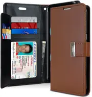 Goospery iPhone 12 Flip Wallet Case Cover Extra Card Slots Apple [Brown]